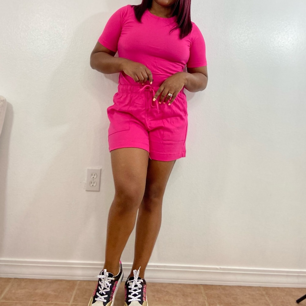 Hot pink short set